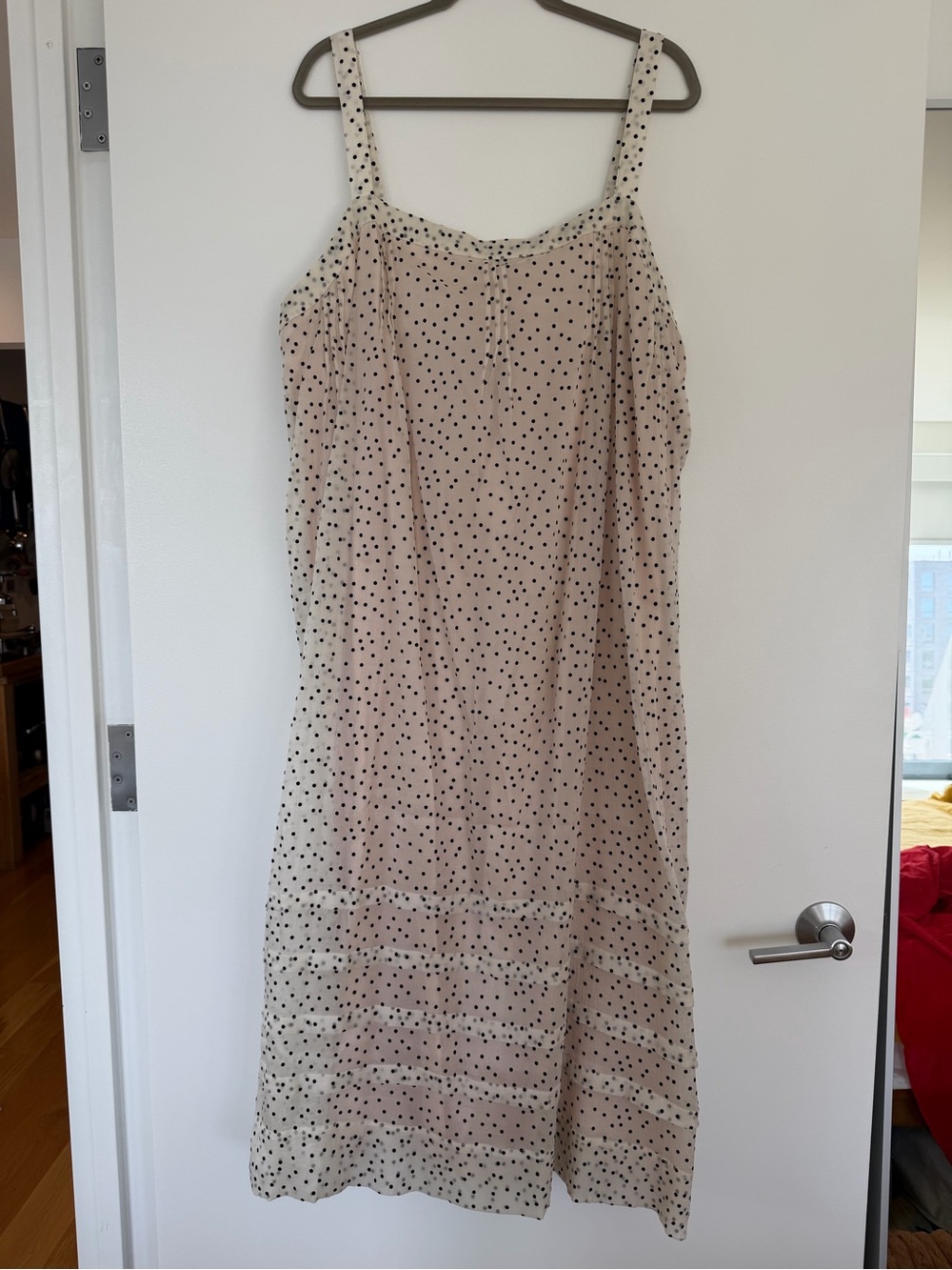 J.Crew Pintuck Polka Dot Maxi Dress Cream Black 2X New Never Worn Cream Black